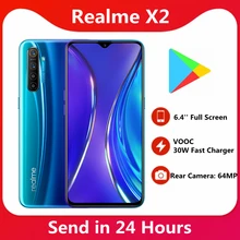 Original Realme X2 Cell PhoneSnapdragon 730G 64MP Camera 6.4'' Full Screen NFC Cellphone VOOC 30W Fast Charger Moblie Phone