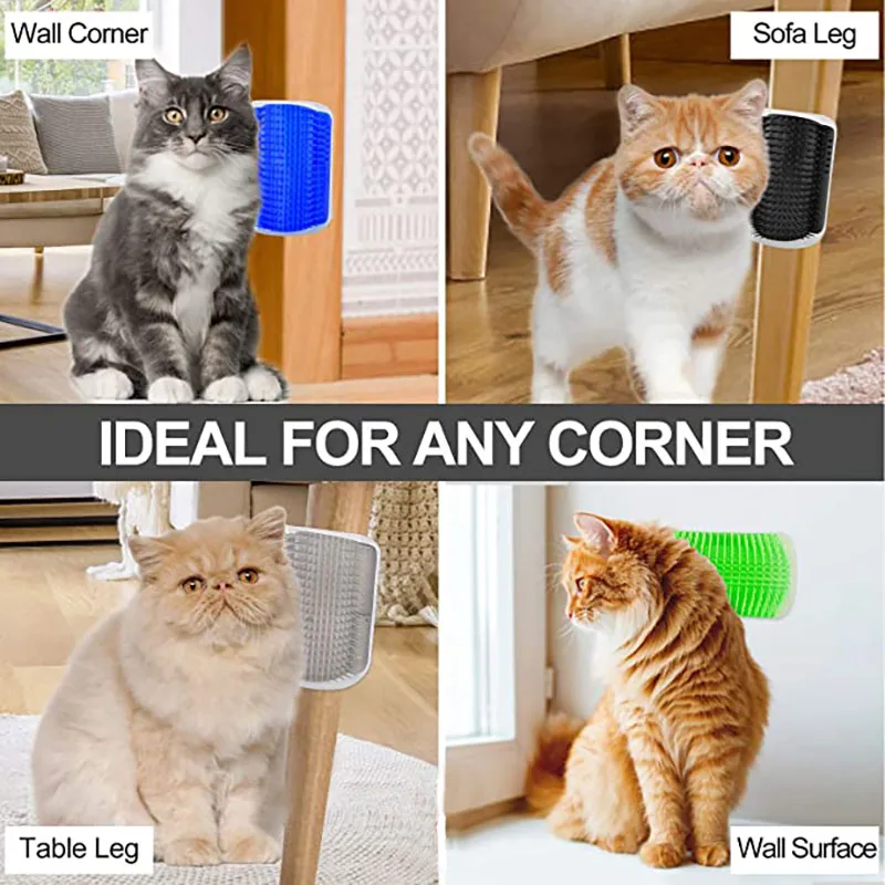 Cat Corner Brush Comb Arch Plastic Scratcher Bristles Massager Self