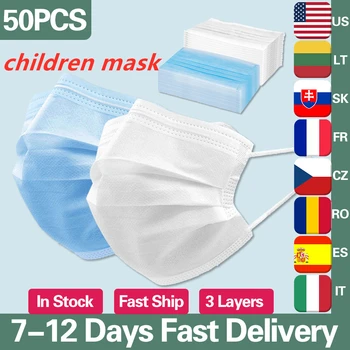 

50PCS 3 Layers Earloop Face Masks Safely Soft Breathable Mouth Mask Face Mask Non Woven Disposable Adult Breathable Filter Masks
