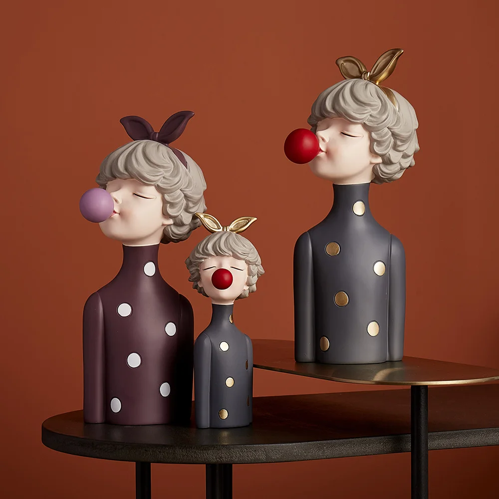 

Modern Nordic Style Human Sculpture Statue Home Decoration Accessories Living Room Decor Gift Geometric Resin Girl Sculpture
