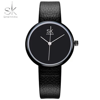 

SK Elegant Women Quartz Watches Simple Black Leather Strap Dresses Ladies Wristwatch Women Casual Watch Relogio Feminino