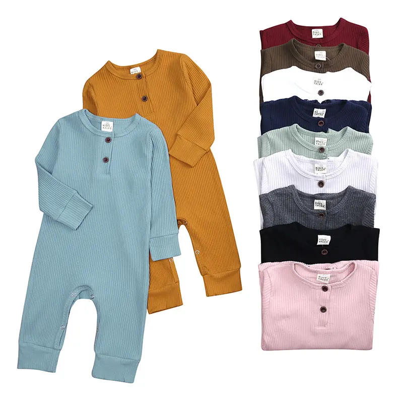 Solid Color Baby Clothes Girl Rompers Fashion Boy Cotton Long Sleeve Toddler Romper Infant 0-24 Months | Мать и ребенок