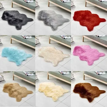 

Carpet Polyester 60 x 90 cm Red Pink Non-slip Wool Imitation Sheepskin Rugs Faux Fur Non Slip Bedroom Shaggy Mats Room