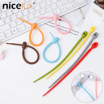 

10pcs Silicone Strap Storage Soft Tape Supplies Christmas Decoration Organize Data Cable Ties DIY Wedd Decoration Party