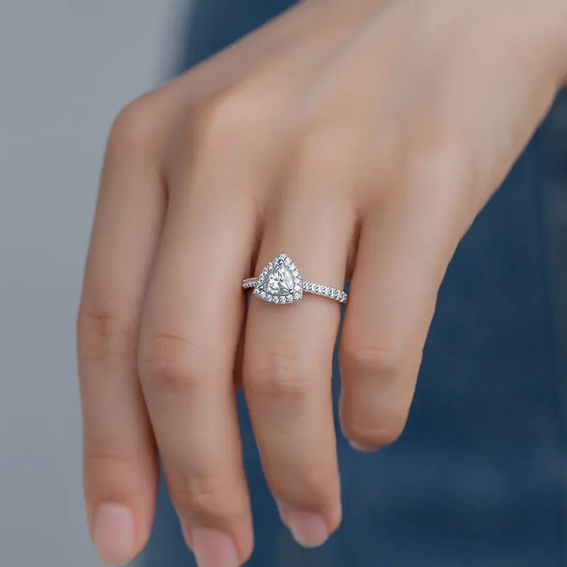 RICA FELIZ 1.0Ct 6.5mm Classic Trillion Halo Moissanite Ring 925 Sterling Silver Moissanite Wedding Engagement Ring For Women RicaFeliz • 2022