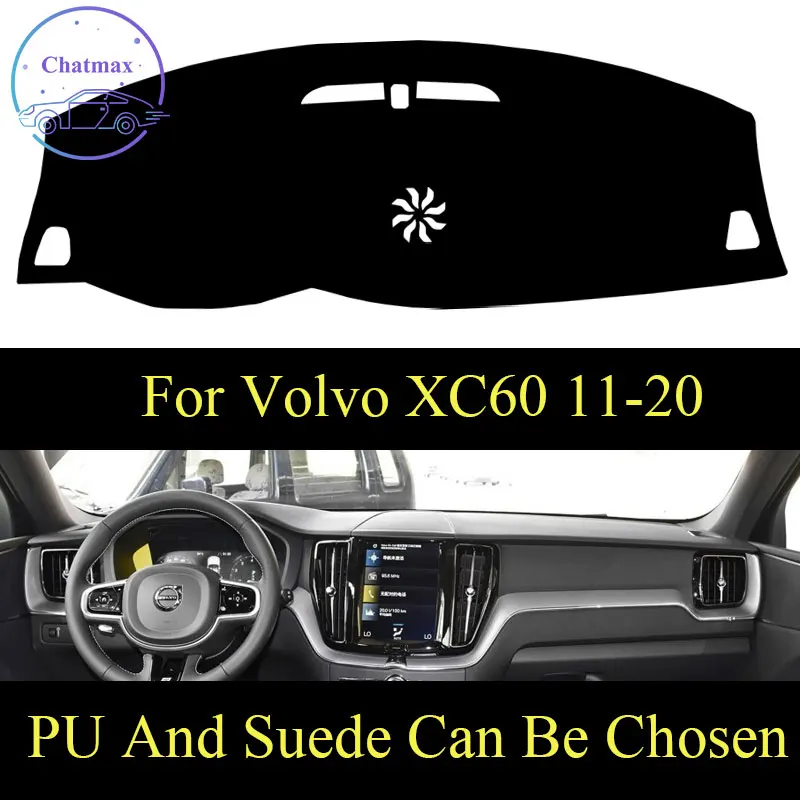 

Customize For Volvo XC60 2011-2020 Dashboard Console Cover PU Leather Suede Protector Sunshield Pad
