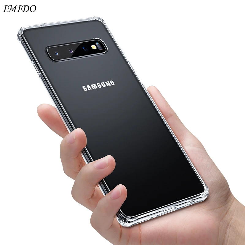 IMIDO Soft TPU Case For Samsung S10 Plus S10e Silicone Galaxy S10+ 5G Lite Protective Cover Transparent | Мобильные телефоны и