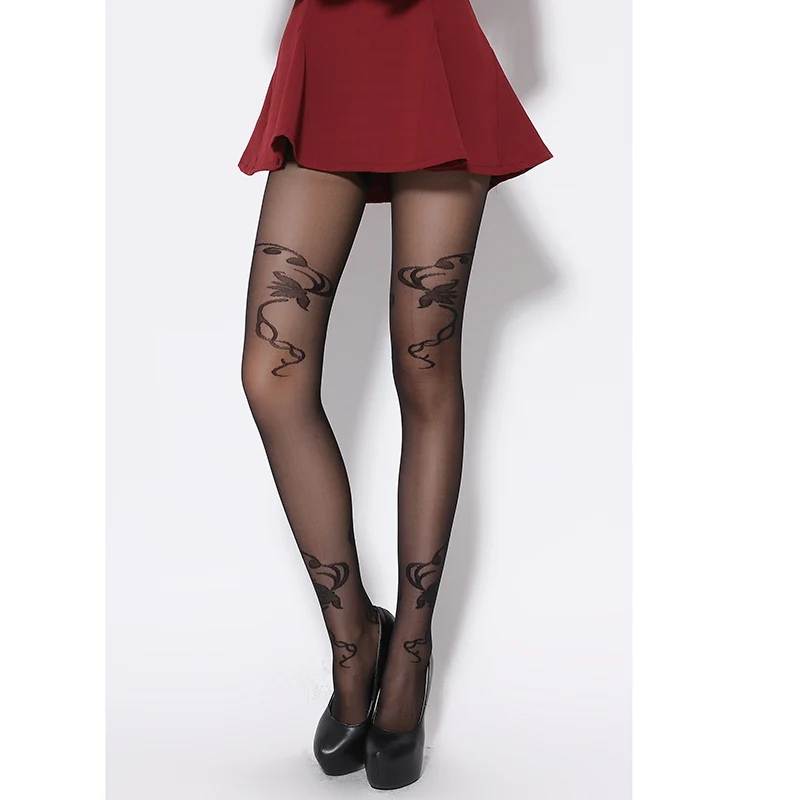 20 Denier Ultra Sheer Summer Woman Pattern Jacquard Core-spun Silk Pantyhose Tights Stocking