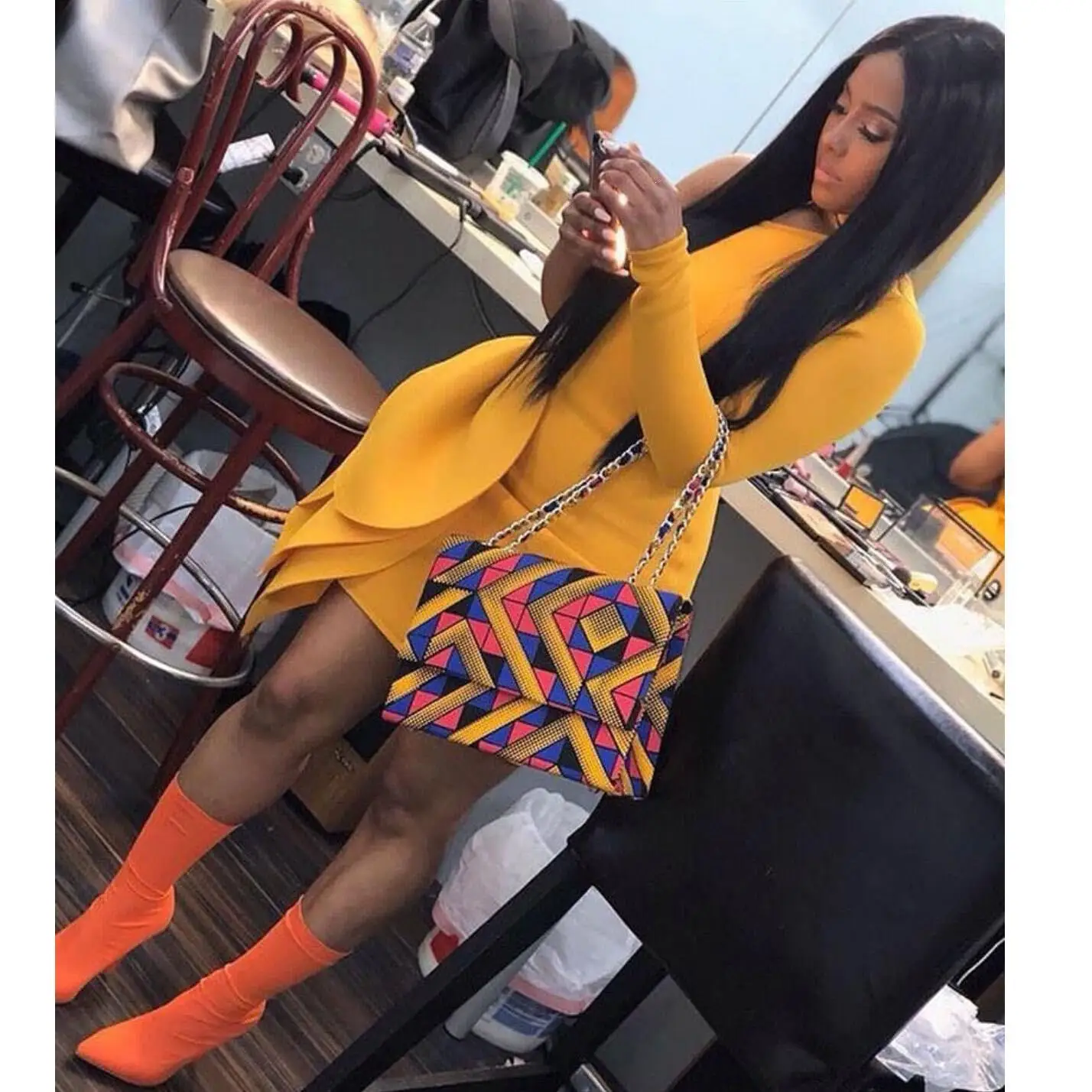 

Women Elegant Bodycon Ruffle Mini Dress Ruffles Party Casual Dress