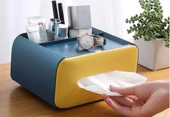 

1PC Plastic Multifunctional Tissue Box Remote Control Storage Tissue Box Dust-Proof Tissue Canister Desktop Storage Box OK 1126