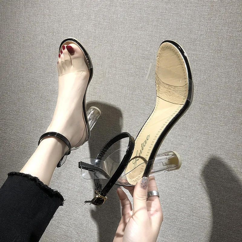 

Transparent Sandals Women's Summer New Style Versatile Chunky High Heel Shoes Elegant Online Celebrity Celebrity Style A- line w