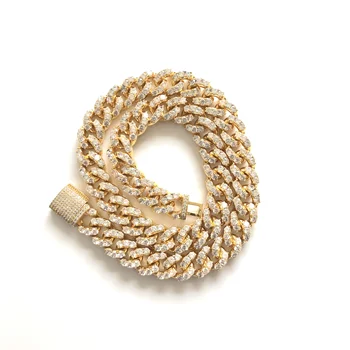 

12mm Necklace Charm For Men Gold Silver Pave Cubic Zircon