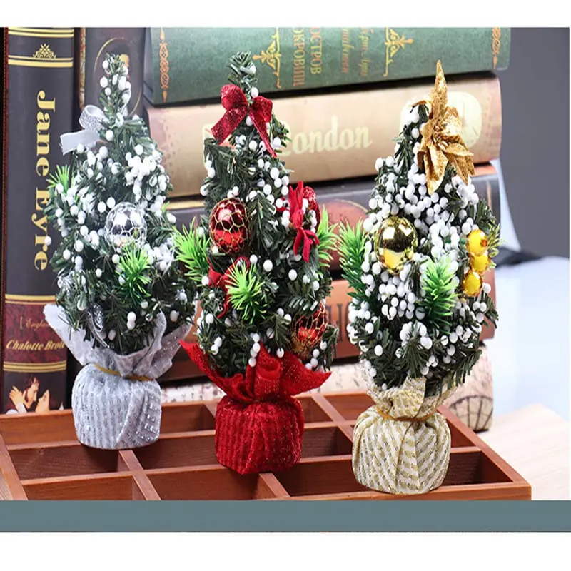 

20cm Mini Christmas Decoration Tree Ribbon Decoration Christmas Tree Christmas Day Decoration Desktop Decoration Tree