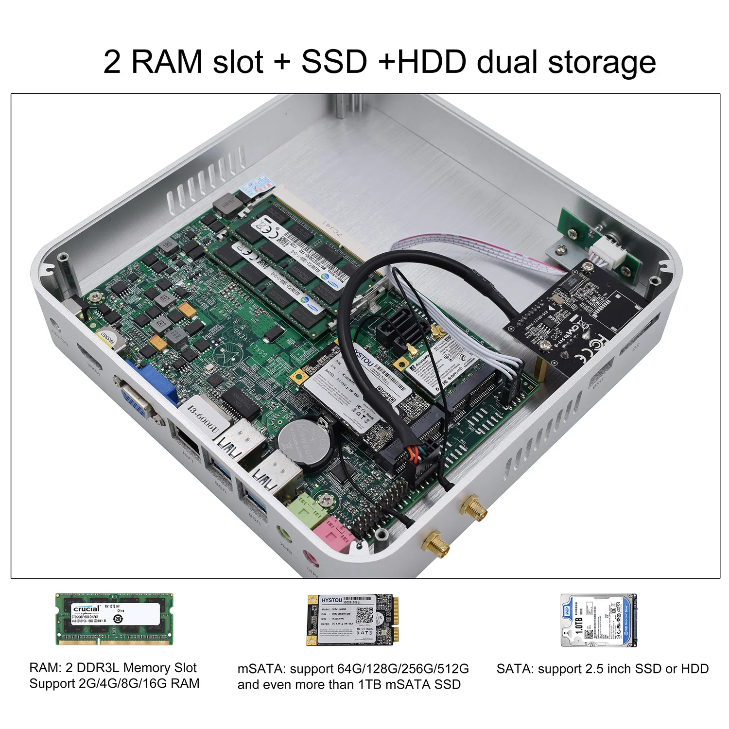 Безвентиляторный мини-ПК Intel Core i5 7200U i3 7100U DDR3L компьютер Wind10 Minipc i5 8250U DDR4