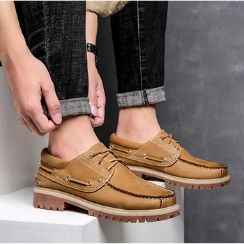 

Genuine Leathe Boots Men Comfort Cow Leather Autumn Shoes Men Handmade Plus Size Ankle Boots Men Zapatos Hombre