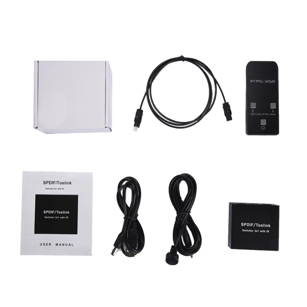 SPDIF/Toslink алюминиевый сплав долговечный конвертер Черный 2x1 с ИК-цифровой, с дистанционным управлением оптический аудио переключатель светодиодный индикация