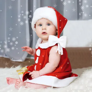Bebé niño niñas vestido sin mangas de princesa de Navidad + Sombrero con lazo trajes de moda vestido de fiesta Lindos Vestidos Para Niños