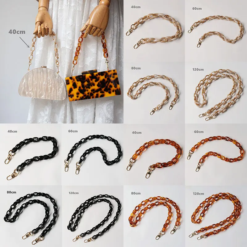 

120cm DIY Fashion Colorful Detachable Acrylic Chain Handle Fish Bone Plastic Strap Shoulder Bags Accessories For Women