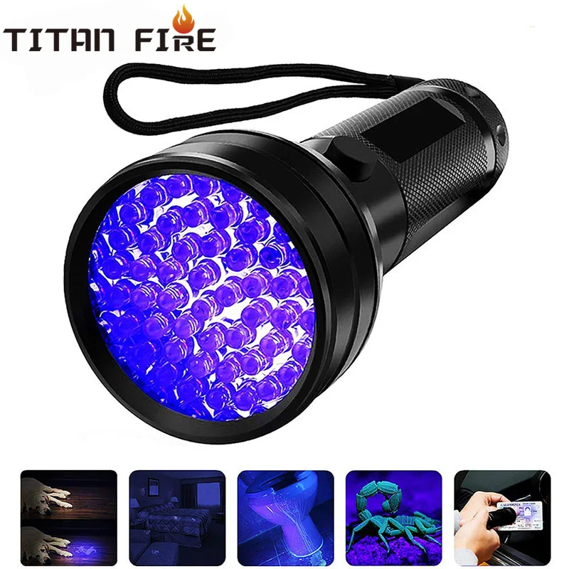 

T20 Dropshipping 51LED UV Flashlight 395nm Ultraviolet Detector safe Black light Urine Pet Urine Stains Handheld Torch Scorpion