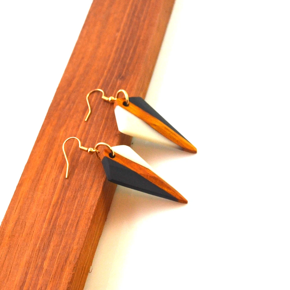 Специальные Серьги деревянные смолы с классическими подарками геометрические