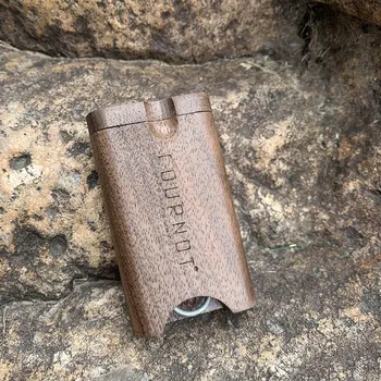 

COURNOT Natural Wood Dugout With Ceramic One Hitter Bat Pipe 46*78MM Mini Wooden Dugout Box Smoke Pipe Accessories