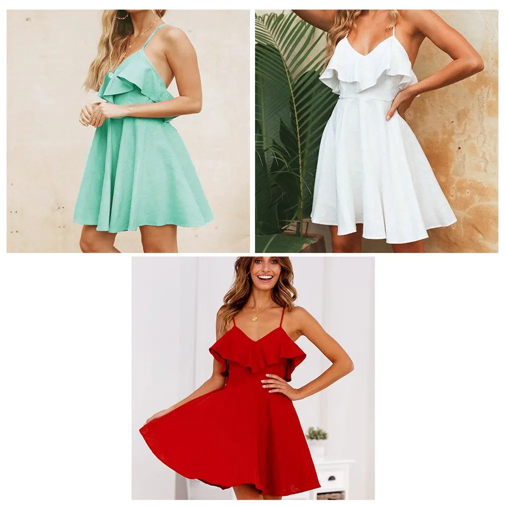 Модное платье в европейском и американском стиле с v-образным вырезом, без бретелек, с рюшами, удобное для повседневной носки, подарок
