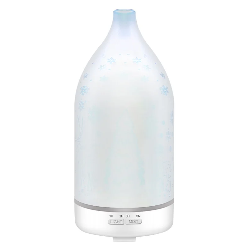 Christmas 3D Glass Essential Oils Diffuser Ultrasonic Aromatherapy Oil Humidifier With Timer Setting 7 Color Changing Nightlight