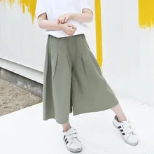 Коллекция года, летняя одежда для девочек новые товары, Детские хлопковые льняные капри в европейском и американском стиле широкие брюки-трубы для больших мальчиков