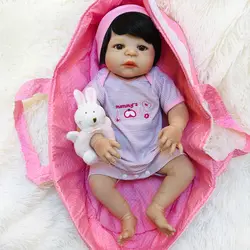 55 см Bebe возрожденная менина с 1 шт. розовая соска в подарок модная вся силиконовая кукла-младенец кукла живой ребенок девочка Развивающие