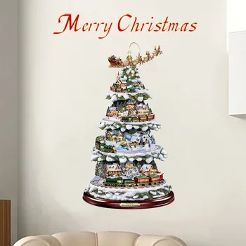 

Personalized Christmas Tree Rotating Sculpture Train Decoration Paste Window Paste Sticker Creative Home Decoration Sticker