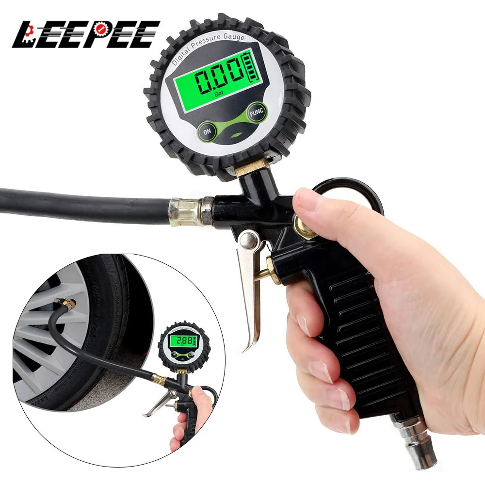 Car Tire Pressure Gauge Air Inflator EU Adapter Vehicle Tester LCD Digital Test Inflation Monitoring Manometer Motorcycle Bike, motorcycle tire pressure monitor,car tire pressure monitor