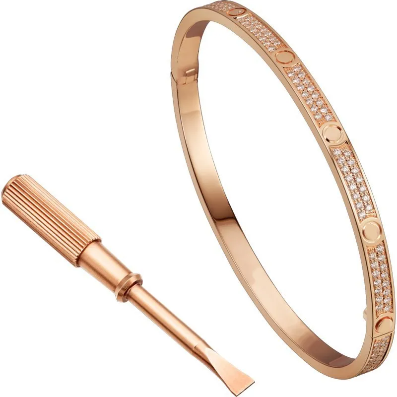 

Card Home Bracelet Five Dynasties Titanium Steel 18k Rose Gold Full of Crystals Stars Classic Screw Couples Eternal Ring Bracele