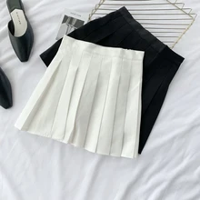 Новинка весна осень Женская мода сплошной цвет Высокая талия плиссированная короткая юбка женские повседневные юбки cc1751