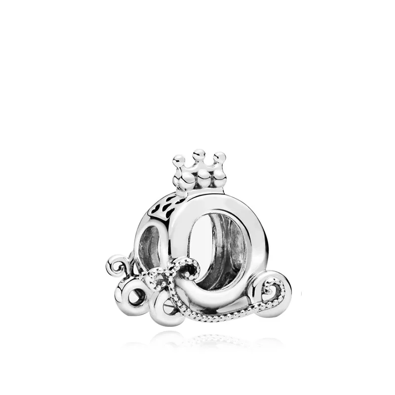 5 шт. Bijoux розовое золото/серебро металлическая карета Корона 0 кольцо тыквенная карета шарик для самостоятельного изготовления ювелирных изделий женщин Pandora браслет шарма - Цвет: Silver