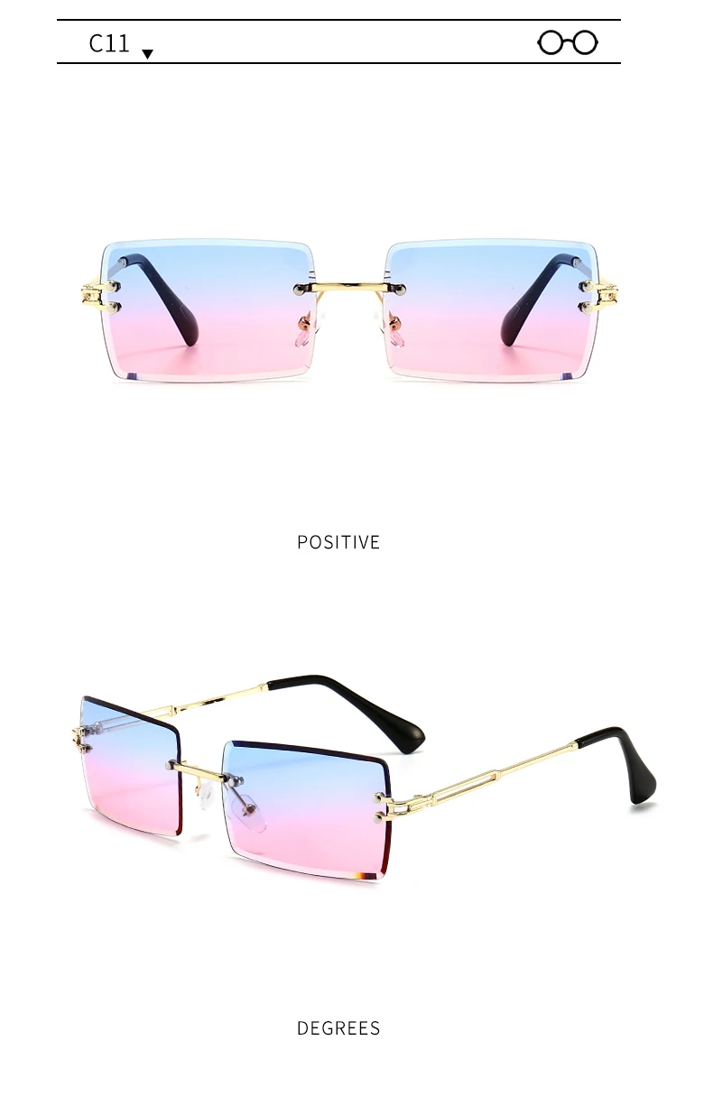 Sunglow Rimless Sunglasses Women 2021,Fashion Designer Square Sun Glasses,Summer Decorative Frameless Eyeglasses,Accessories oversized sunglasses