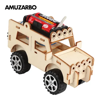 

New Electric Jeep Assembly Model Creative DIY Technology Handmade Material Children's Educational Toys Physics Teaching Aids