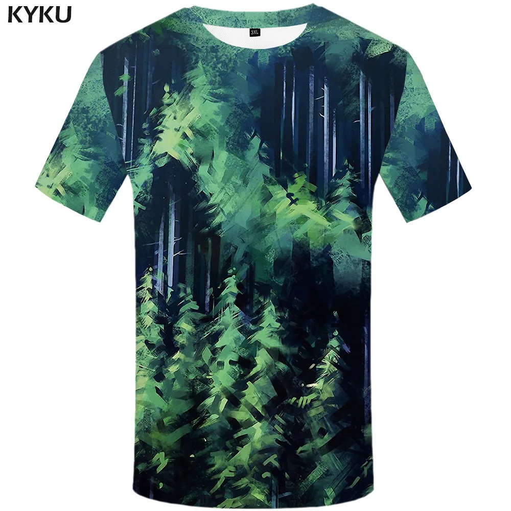 3d футболка Лес Футболка Мужчины граффити смешные футболки психоделическая