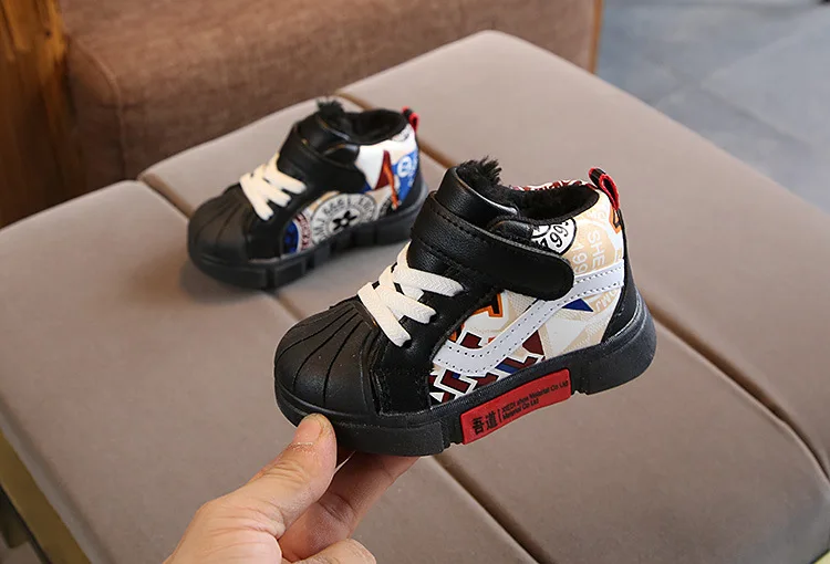 Children sneakers boots winter kids baby girls thicken cotton shoes soft bottom non-slip boys shoes waterproof warm boots plush