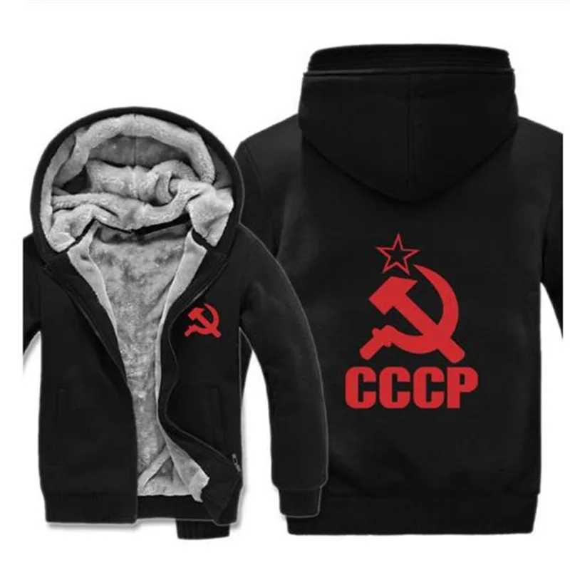Толстая кашемировая пуховая куртка с принтом, Женская толстовка с капюшоном CCCP, зимняя Флисовая теплая Женская и мужская толстовка с капюшоном из СССР - Цвет: 16