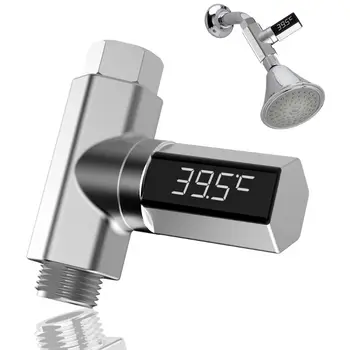 

LED Display Water Flow Temperature Meter Monitor Electric Shower Thermometer 360