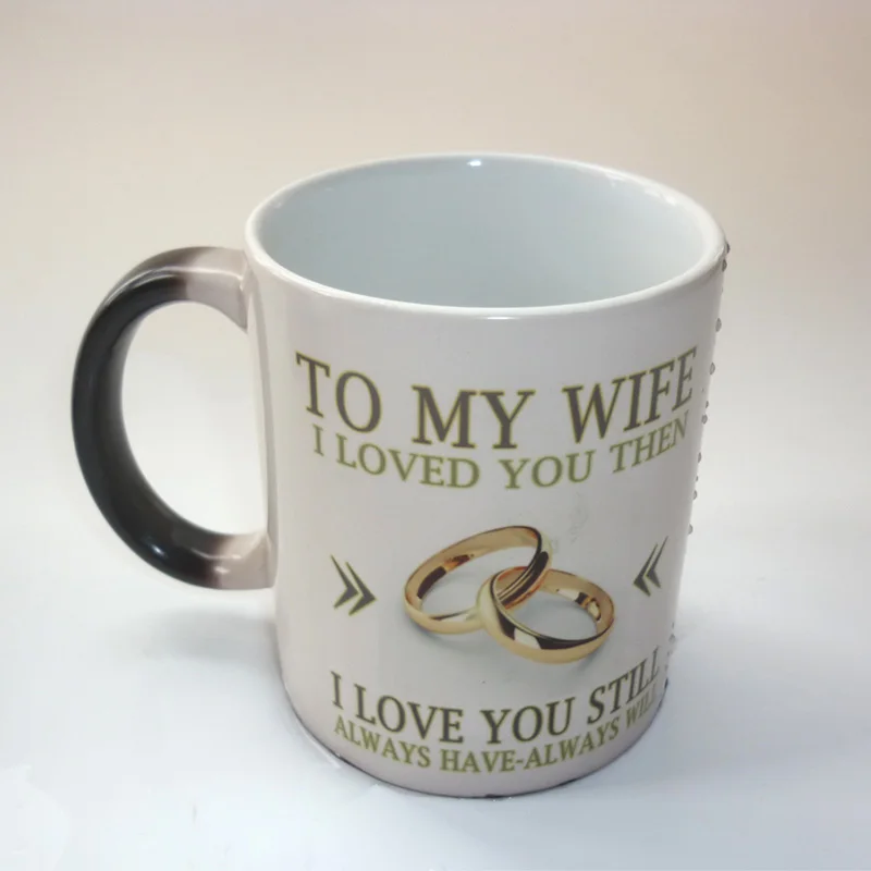 To My Wife Or Husband Coffee Mug Wedding Anniversary Gift Suprise Gift Magic Color Changing Mugs Creative Tea Milk Ceramic Cups