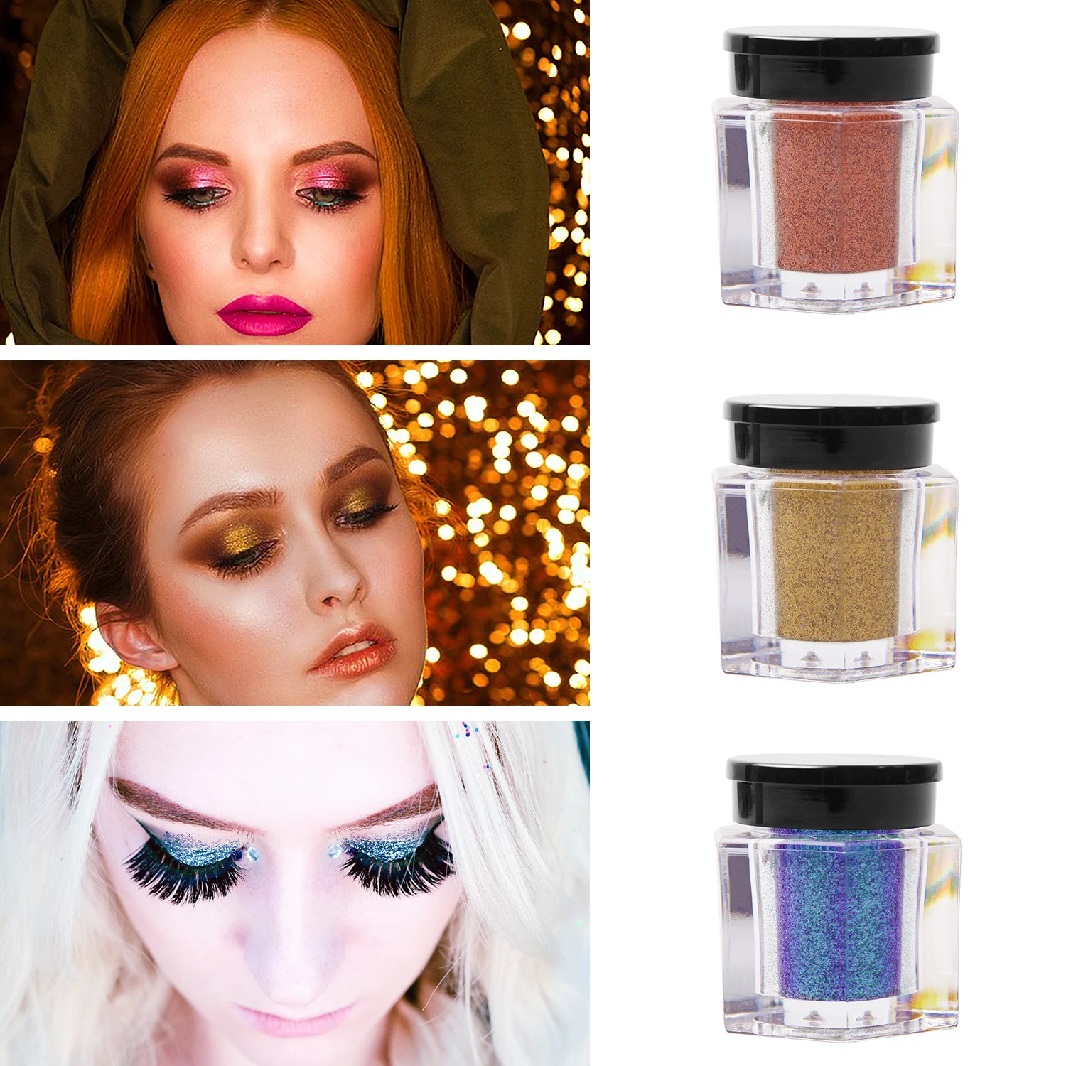

Shimmer Glitter Eye Shadow Loose Powder 8 Color Makeup Pigment Waterproof Diamond Eyeshadow Nude Eyes Powder Shining Cosmetics