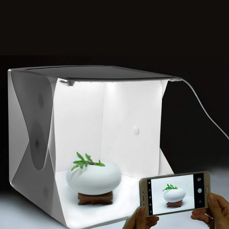 RISE-Photo Studio Box, мини портативный складной фотостудия палатки с двумя светодиодными лампами и 6 фонов