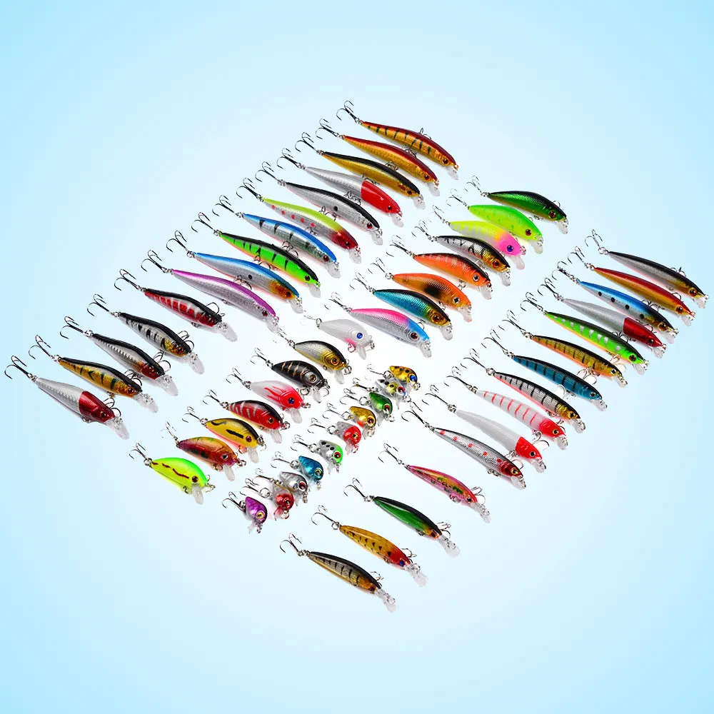 

56pcs Mixed Fishing Minnow Lures Fish Crank Bass Bait Crankbait Tackle