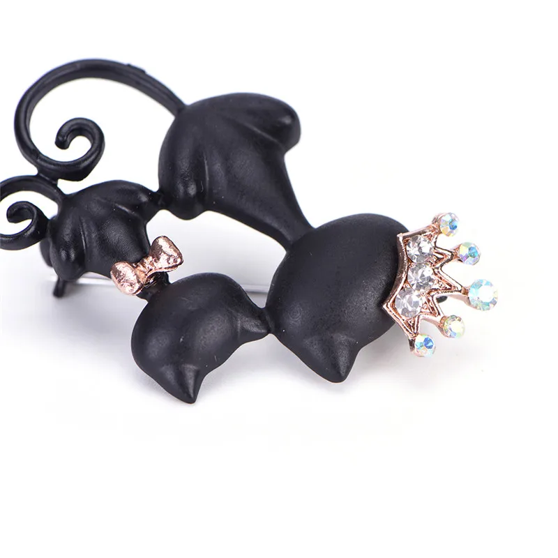 Crystal Crown Queen Corsages Hijab Pin Women Hats Scarf Suit Brooch Clothes Buckles Smooth Black Mother Daughter Cats Brooches