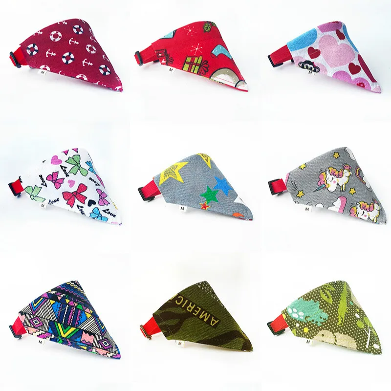 Ajustable perro pañuelo estampado pañuelo resistente al desgaste de lona impermeable, de Saliva toalla pequeña perro baberos Bandana pañuelo