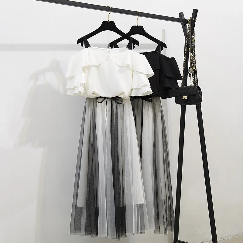 

Very Fairy of France Non-mainstream Two-Piece Set Strapped Dress WOMEN'S Dress New Style Summer Sexy Elegant Fairy Skirt Fashion