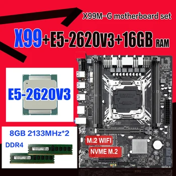 شراءX99 اللوحة مجموعة مع زيون E5 2620 V3 LGA2011-3 CPU 2 قطعة X 8GB = 16GB 2133MHz DDR4 الذاكرة M-ATX NVME M.2 Wifi