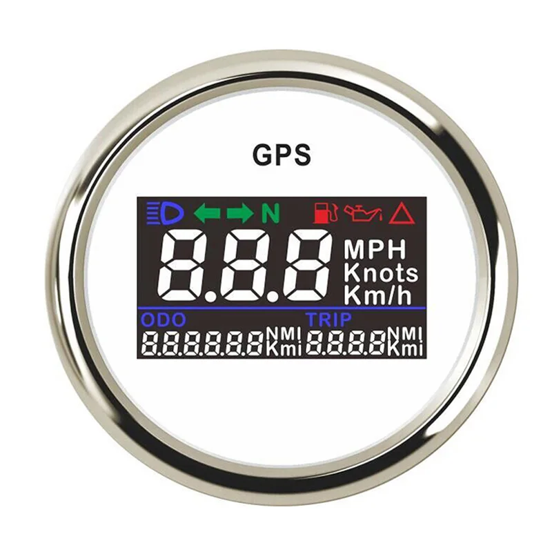 White Silver 52 мм Цифровой GPS Спидометр Калибр 0~ 999 км/ч узлы регулируемый водонепроницаемый автомобильный gps для лодки Спидометр Калибр подходит 9~ 32 В - Цвет: White Silver