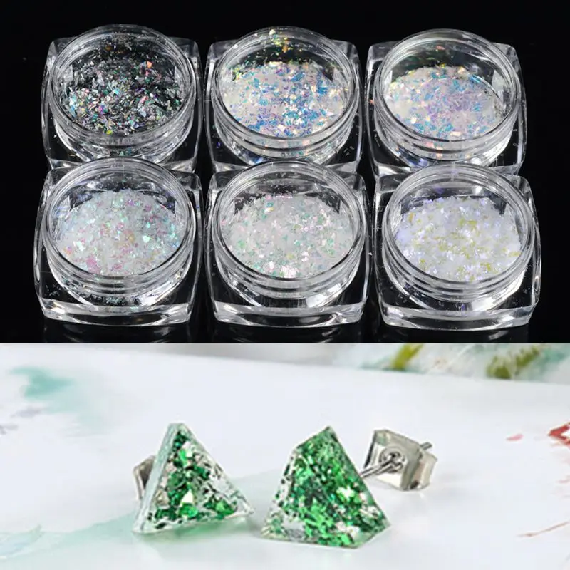 

6 Pcs/set Epoxy Filler Nail Dressing Powder Bright Color Brocade Gold Foil Plating Glitter DIY Nails Beauty Sequins